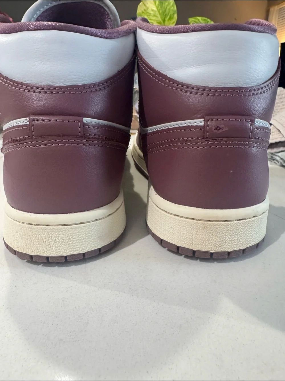 Nike Air Jordan 1’s Mid, Pure Platinum/Sky J Mauve, Size 9 Women